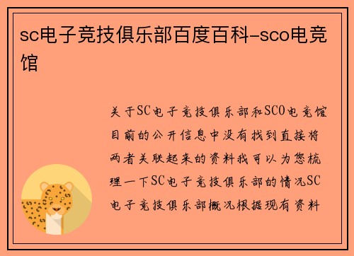 sc电子竞技俱乐部百度百科-sco电竞馆